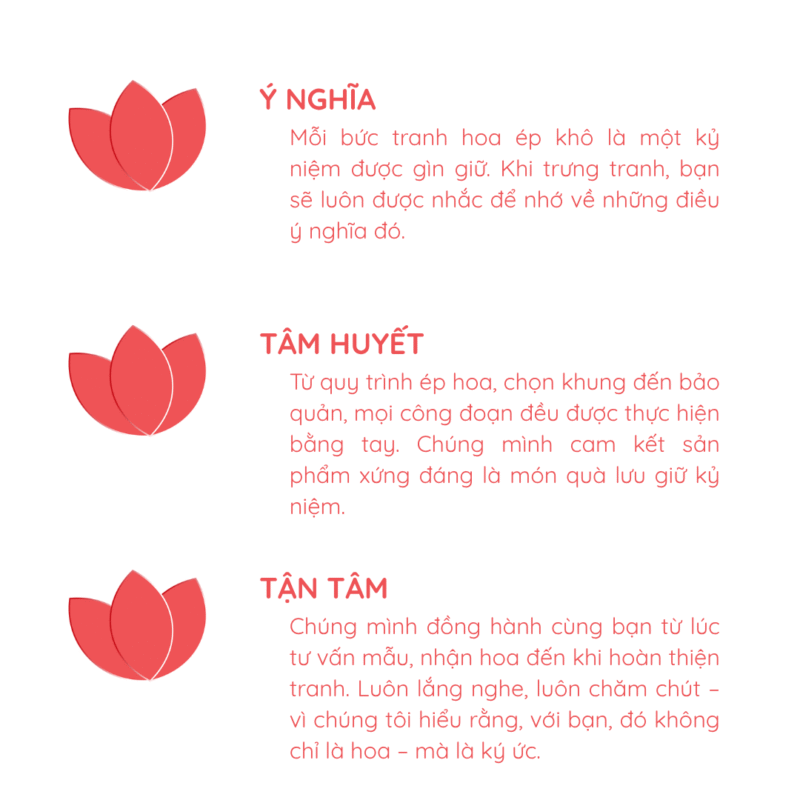 lý do nên chọn dịch vụ tranh hoa ép khô của Bloom Memory