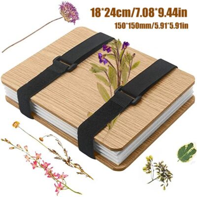 Bộ dụng cụ nhỏ xinh để ép hoa (sách, giấy nến, vật nặng)
